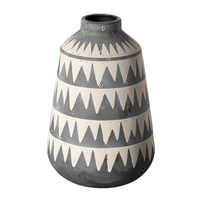Mercana Delaney Large Gray Patterned Ceramic Vase Clearance