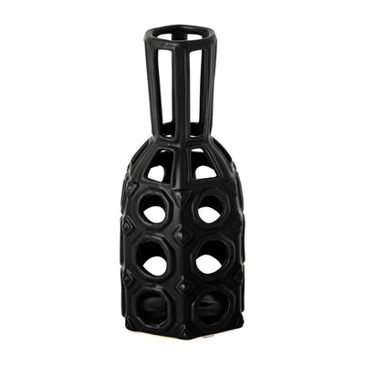 Mercana Brunel Black Drum-Shaped Ceramic Vase Clearance
