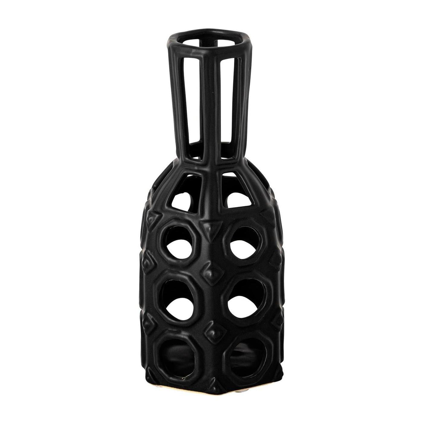 Mercana Brunel Black Drum-Shaped Ceramic Vase Clearance
