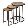 Mercana Glover Brown Wood Round Top W/Metal Nesting Accent Tables-Set of 3