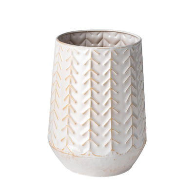 Mercana Gemma II Metal Glossy White Chevron Vase