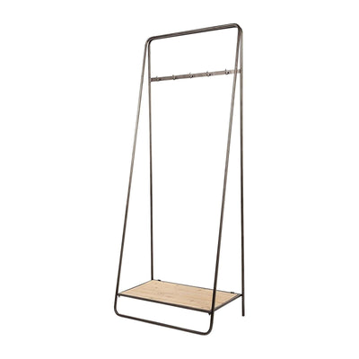 Mercana Carell Black Metal And Wood Shelf Hall Tree Clearance