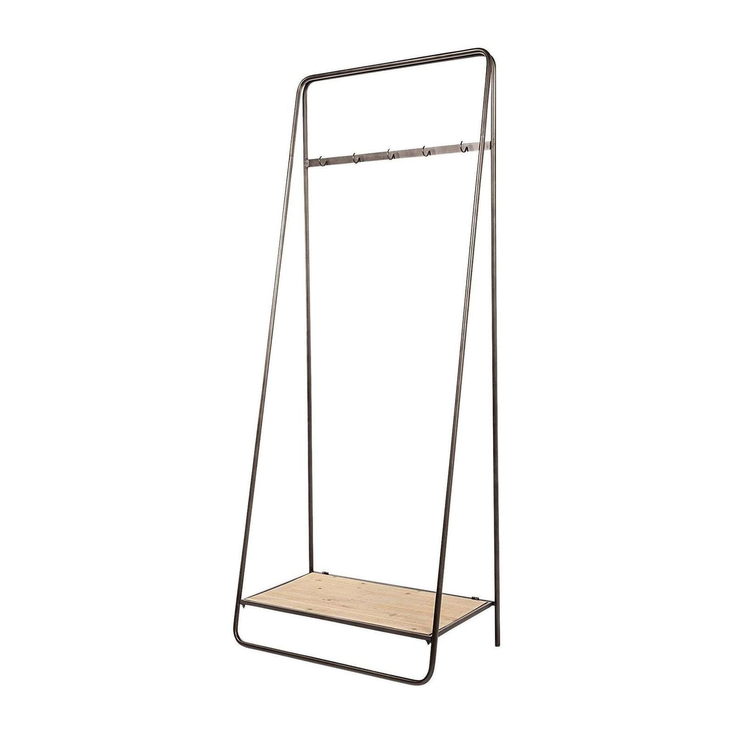Mercana Carell Black Metal And Wood Shelf Hall Tree Clearance