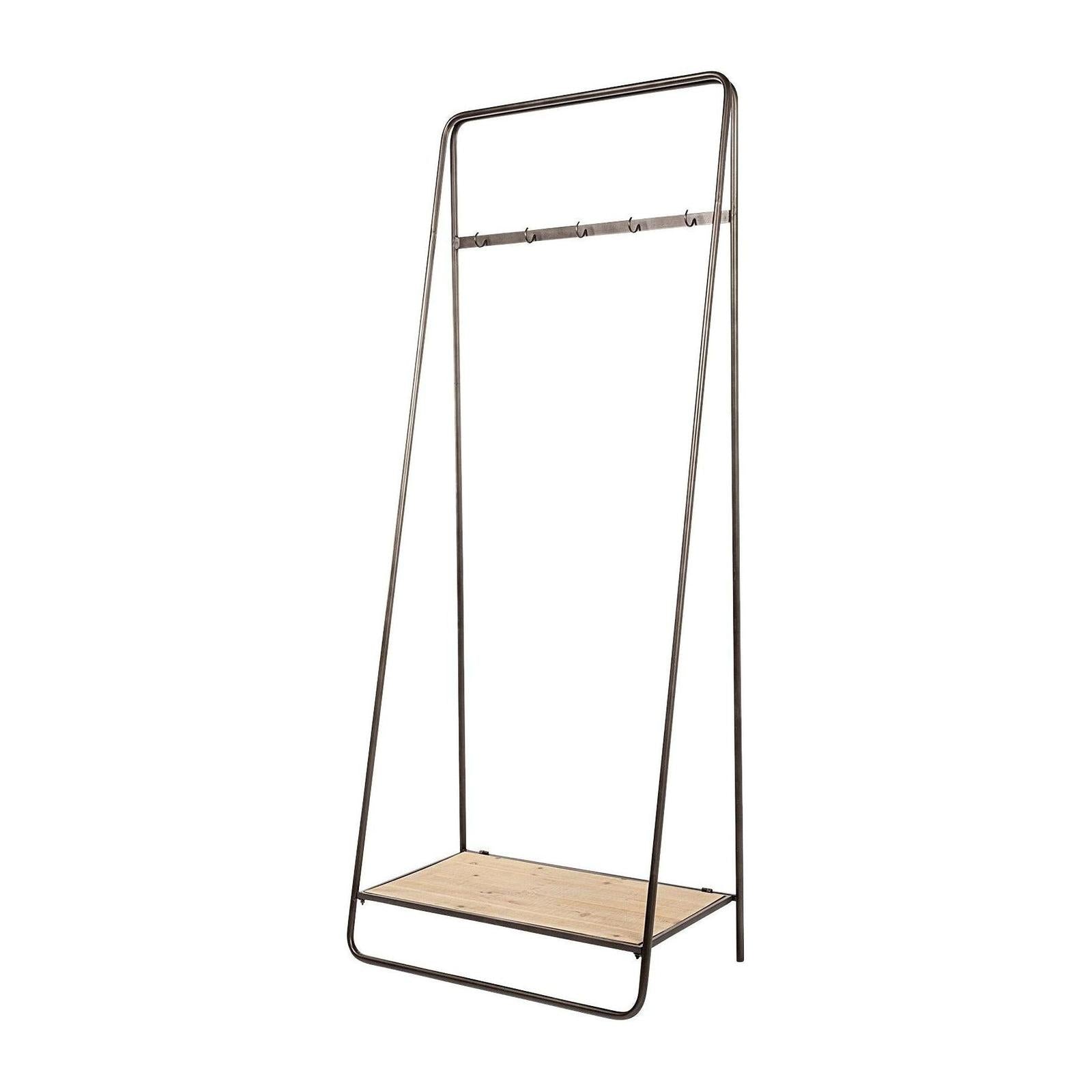 Mercana Carell Black Metal And Wood Shelf Hall Tree Clearance