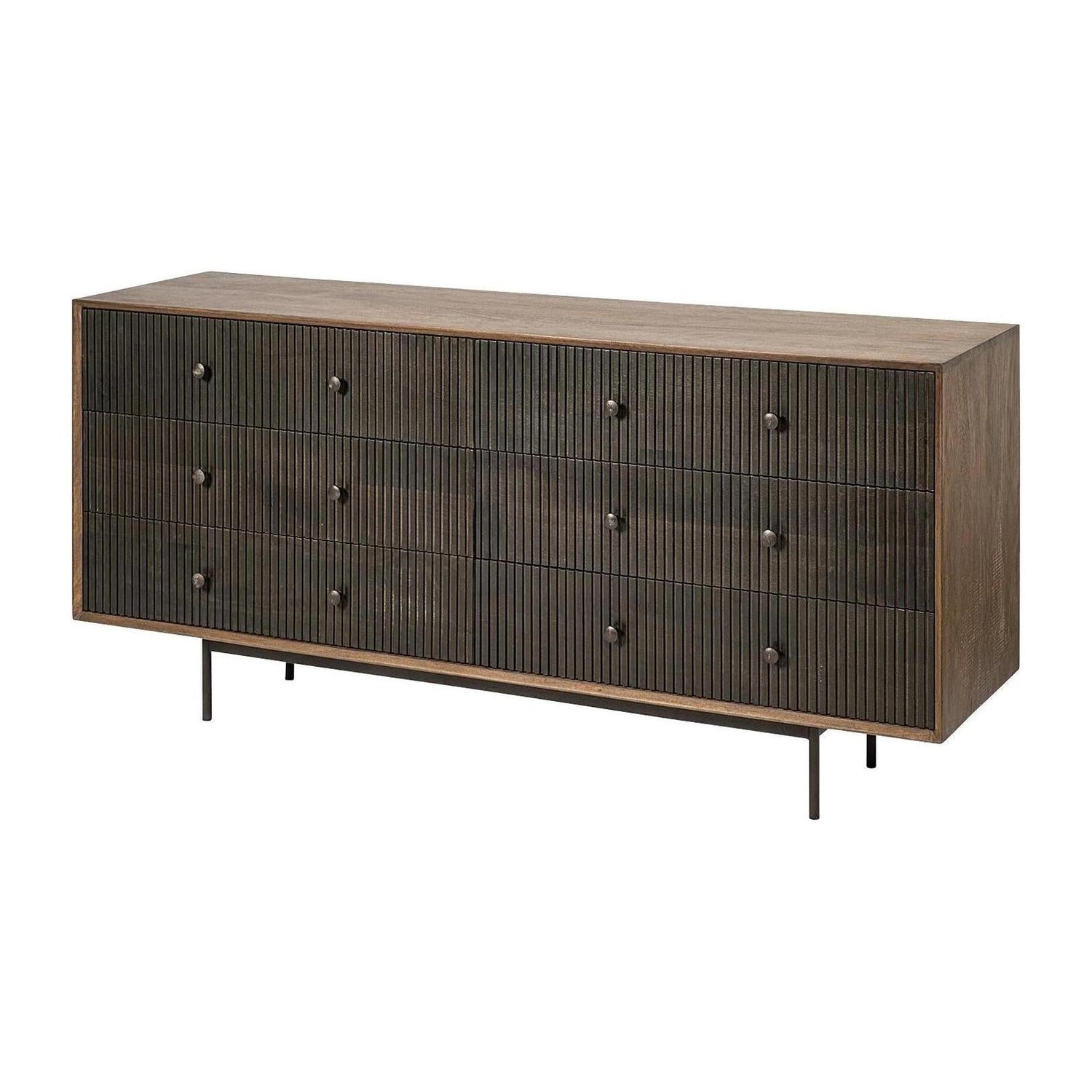 Mercana Grace Two-Tone Brown Solid Wood 6 Drawer Sideboard