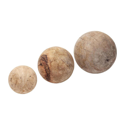 Mercana Carrick Natural Wood Decorative Spheres-Set of 3