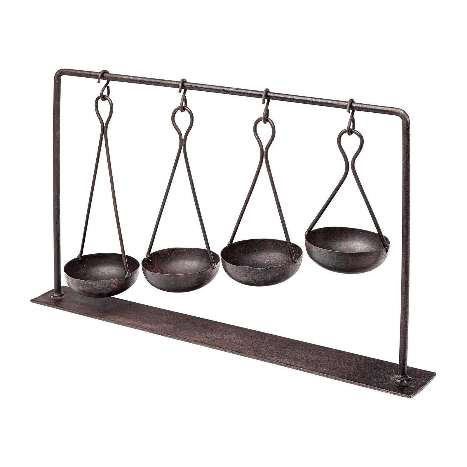 Mercana Enos Black Metal 4 Bowl Ancient Spice Market Decorative Display