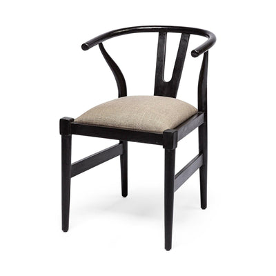 Mercana Trixie Black Wooden Base w/ Dark Taupe Fabric Seat Dining Chair