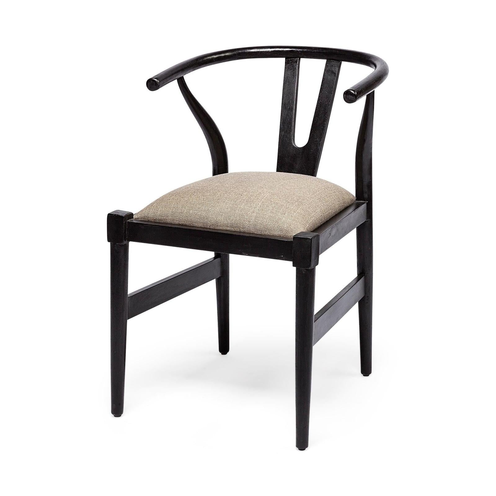 Mercana Trixie Black Wooden Base w/ Dark Taupe Fabric Seat Dining Chair