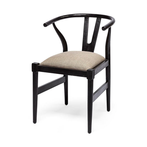 Mercana Trixie Black Wooden Base w/ Dark Taupe Fabric Seat Dining Chair