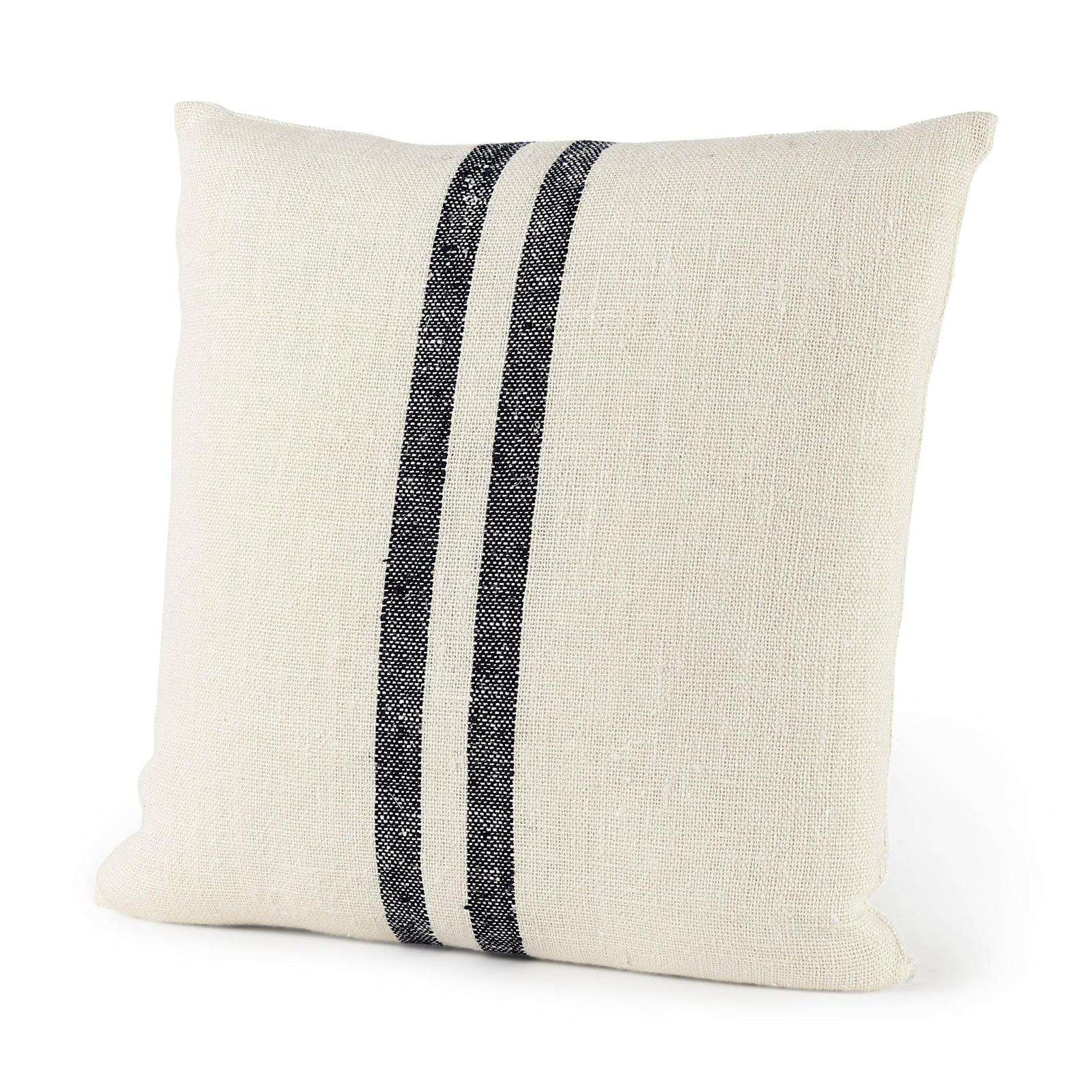 Mercana Sandra Beige With Blue Stripes Decorative Pillow Cover