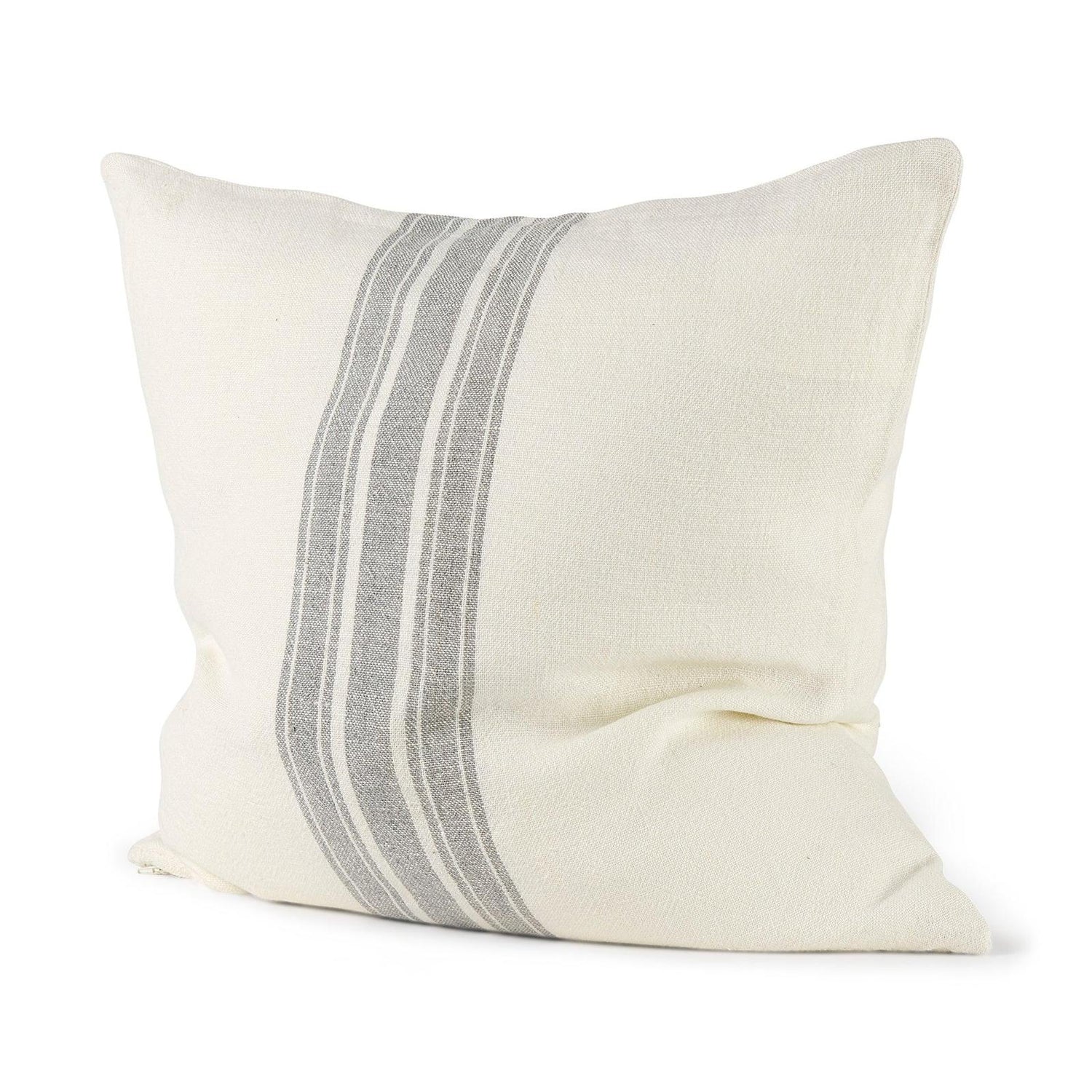 Mercana Patrice Cream With Gray Stripes Decorative Pillow Cover Clearance