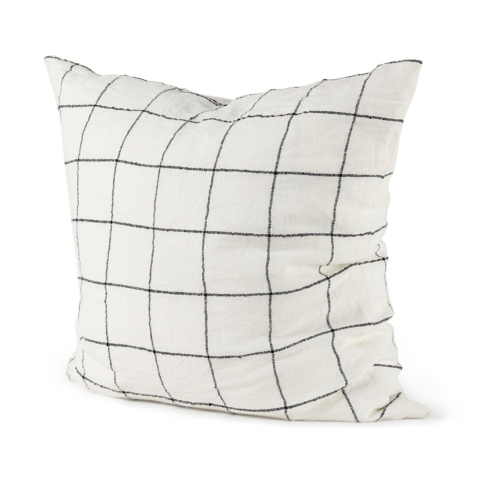 Mercana Suzanne White/Black Square Pattern Decorative Pillow Cover Clearance