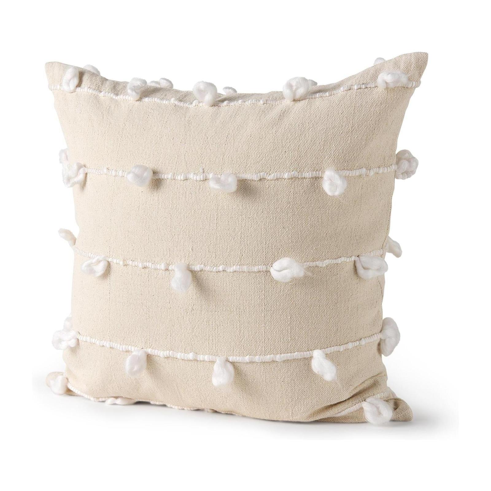 Mercana Erica Cream With White Detail Decorative Pillow Cover Clearance