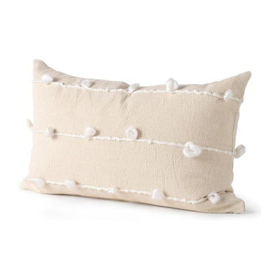 Mercana Erica Cream With White Detail Decorative Pillow Cover Clearance