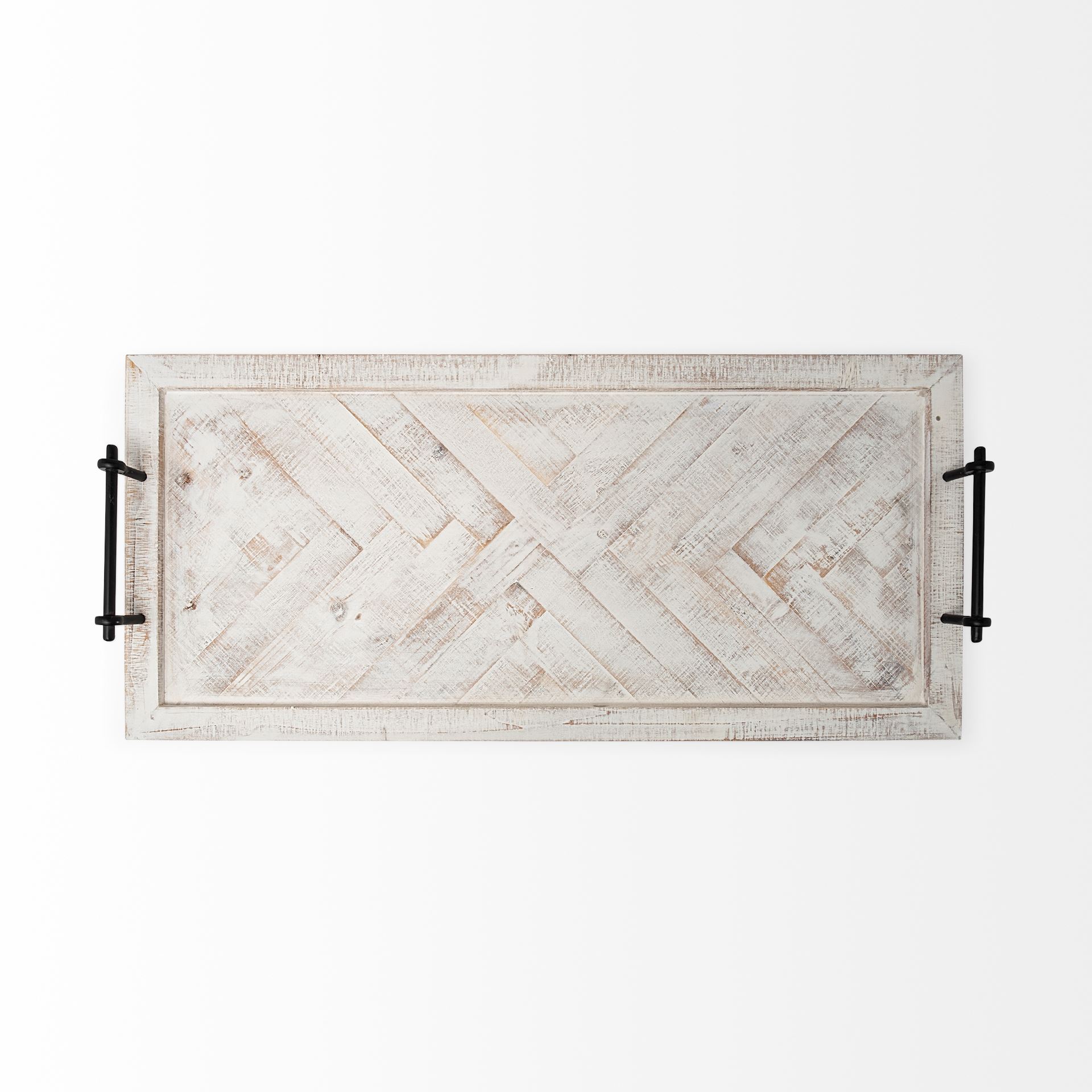 Mercana Alfred Natural Wooden Herringbone Rectangular Tray