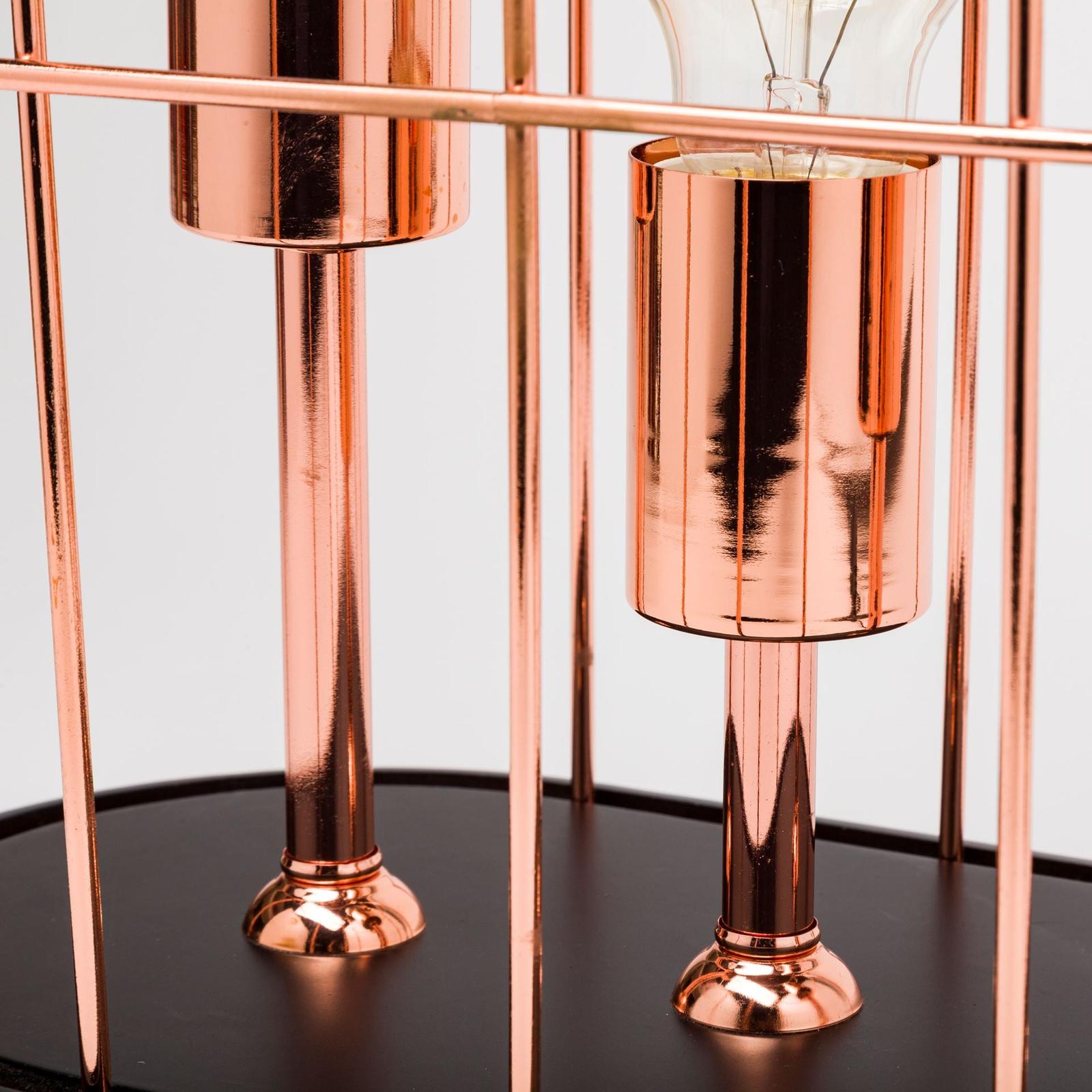 Mercana Sutton Rose-Gold Metal Cylindrical Cage Three Bulb Table Lamp Clearance