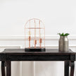 Mercana Sutton Rose-Gold Metal Cylindrical Cage Three Bulb Table Lamp Clearance