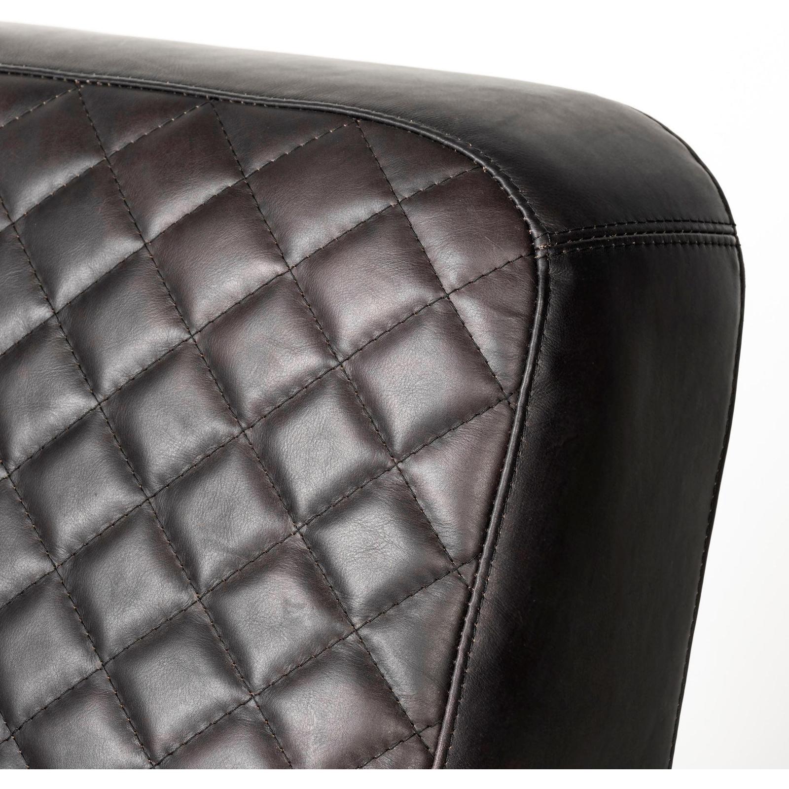 Mercana Horace Black Leather Diamond Pattern w/Gold Iron Frame Accent Chair Clearance