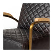 Mercana Horace Black Leather Diamond Pattern w/Gold Iron Frame Accent Chair Clearance