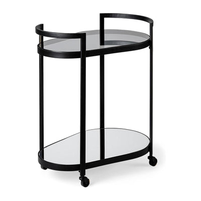 Mercana Eleonore Black Metal Frame Two-Tier w/Glass Shelves Bar Cart