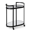 Mercana Eleonore Black Metal Frame Two-Tier w/Glass Shelves Bar Cart