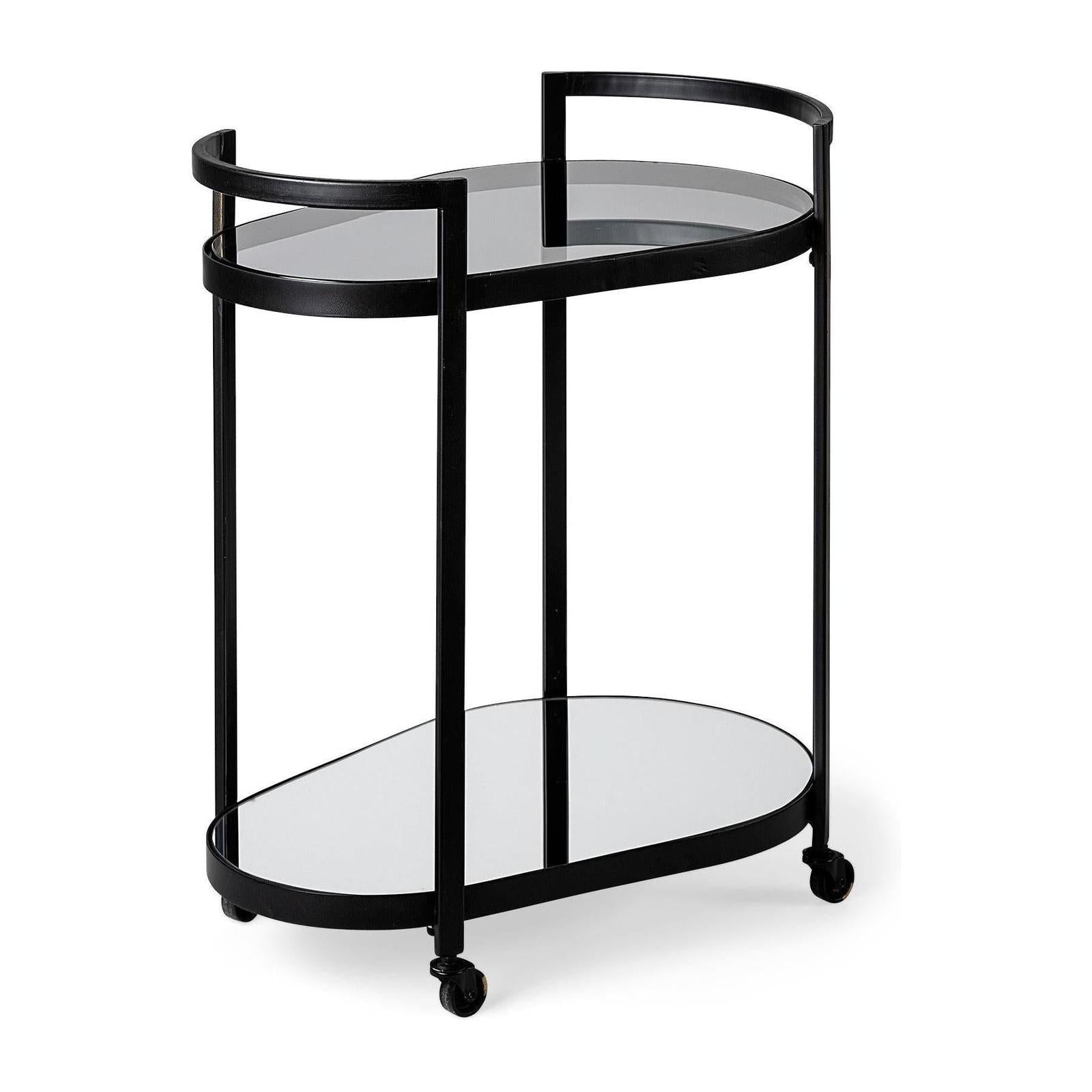 Mercana Eleonore Black Metal Frame Two-Tier w/Glass Shelves Bar Cart