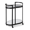 Mercana Eleonore Black Metal Frame Two-Tier w/Glass Shelves Bar Cart