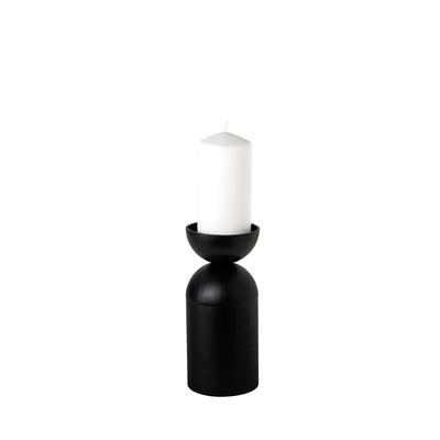 Mercana Alex Black Metal Cylindrical Table Candle Holder