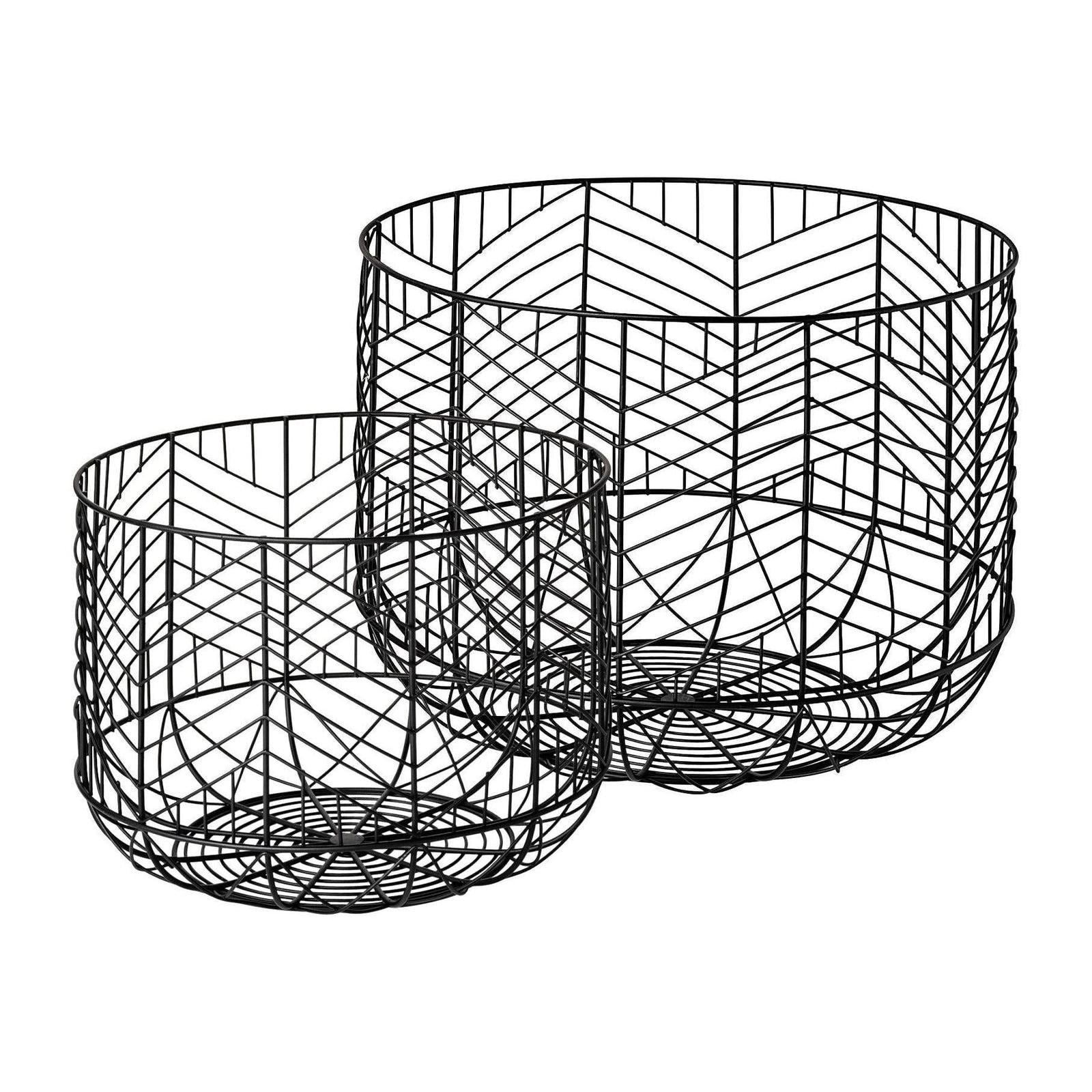 Mercana Idris Black Metal Geometric Mesh Bowls- Set of 2 Clearance