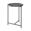 Mercana Stella Gray Round Marble Top W/Black Base Accent Table