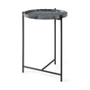 Mercana Stella Gray Round Marble Top W/Black Base Accent Table