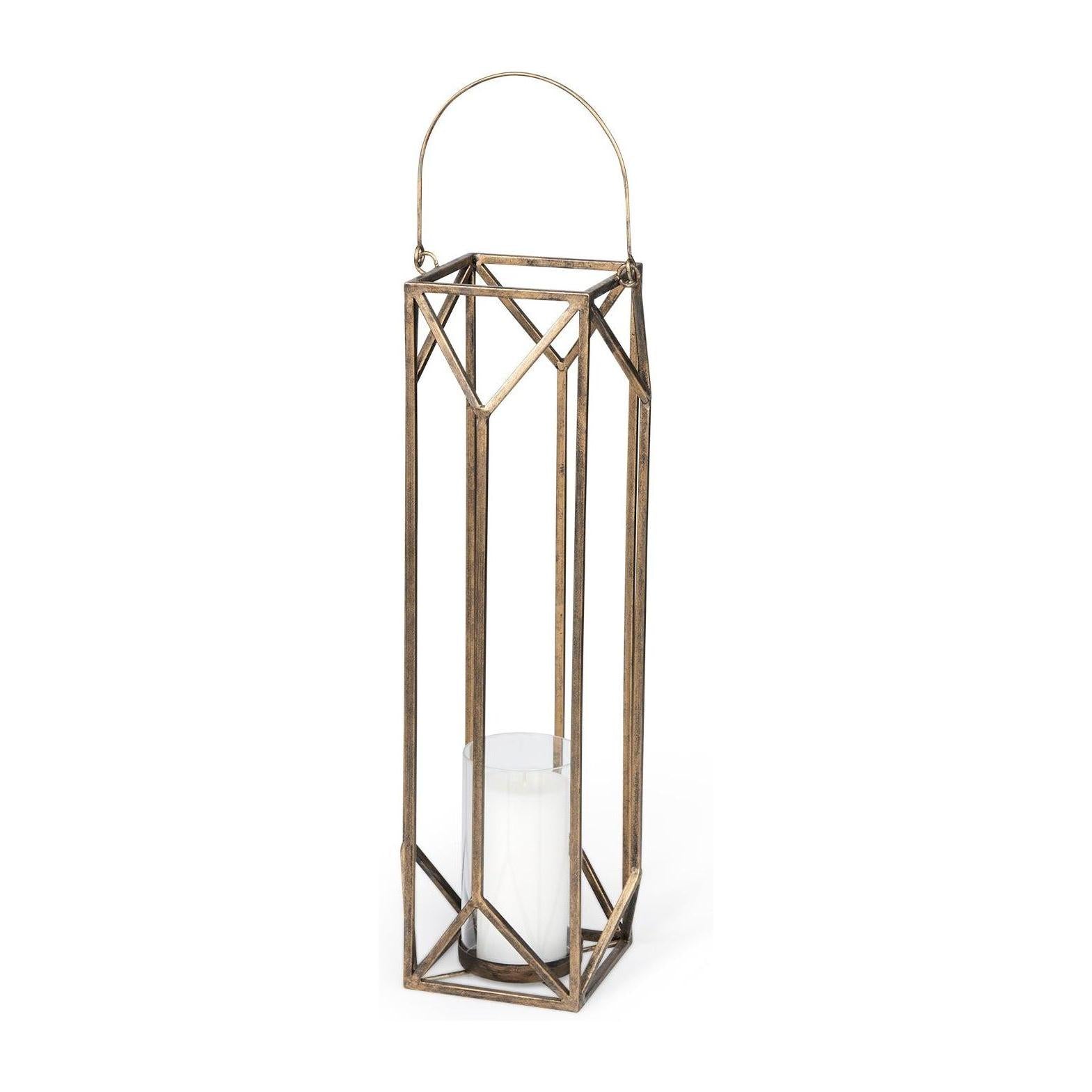 Mercana Ivy Gold Metal Geometric Cage Candle Holder Lantern Clearance