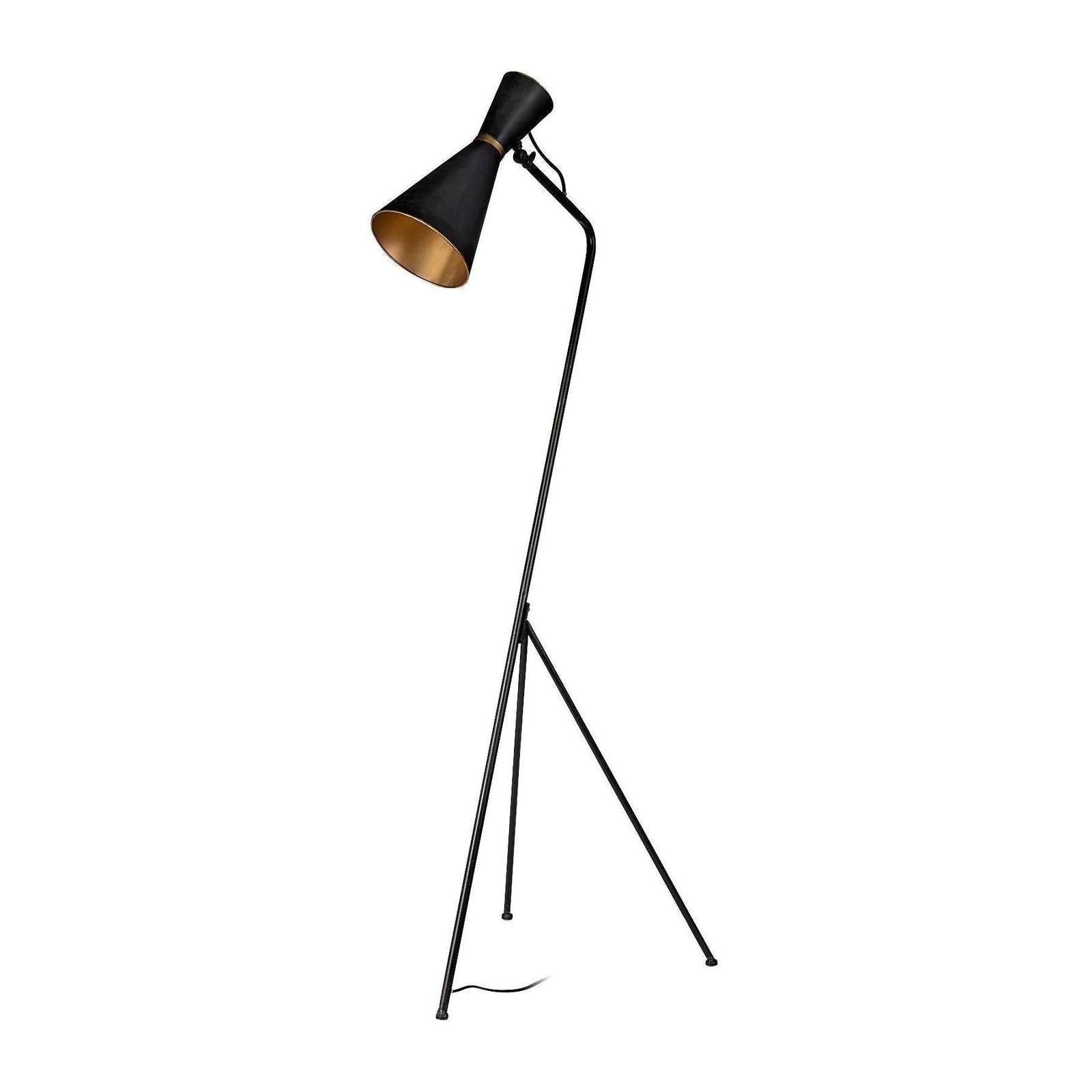 Mercana Eris Black/Brass Metal Cone Shade Floor Lamp