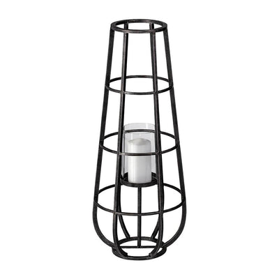 Mercana Bella Black Metal Cylindrical Cage Candle Holder Lantern