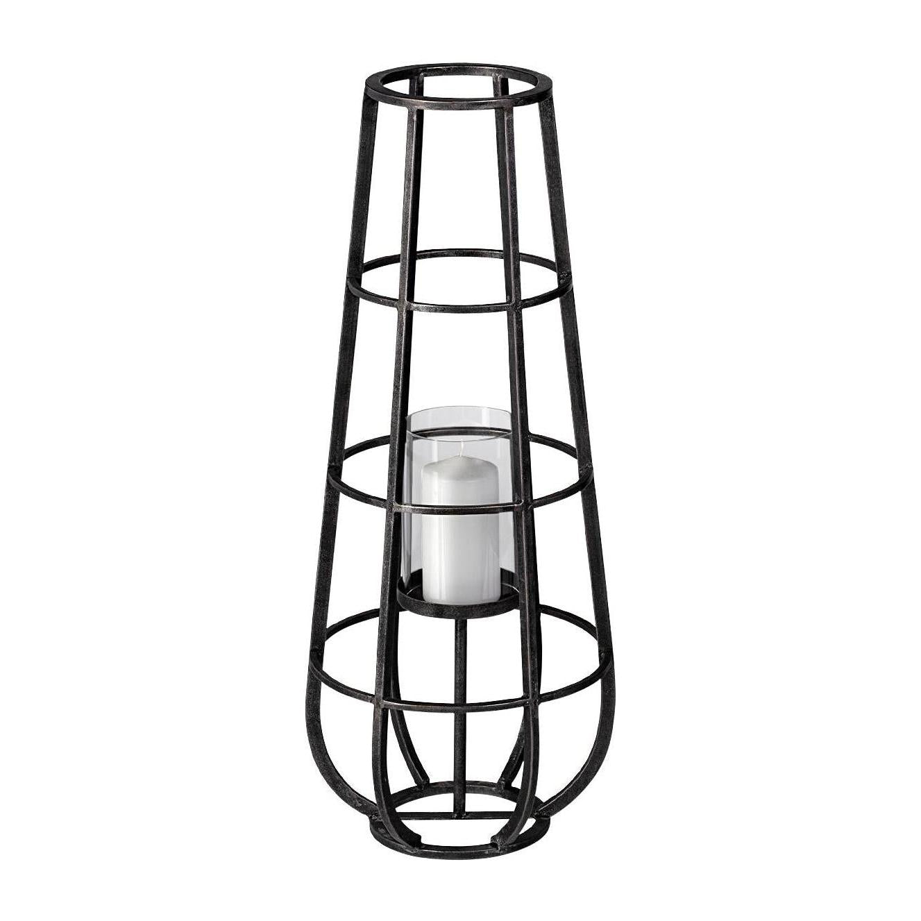 Mercana Bella Black Metal Cylindrical Cage Candle Holder Lantern Clearance