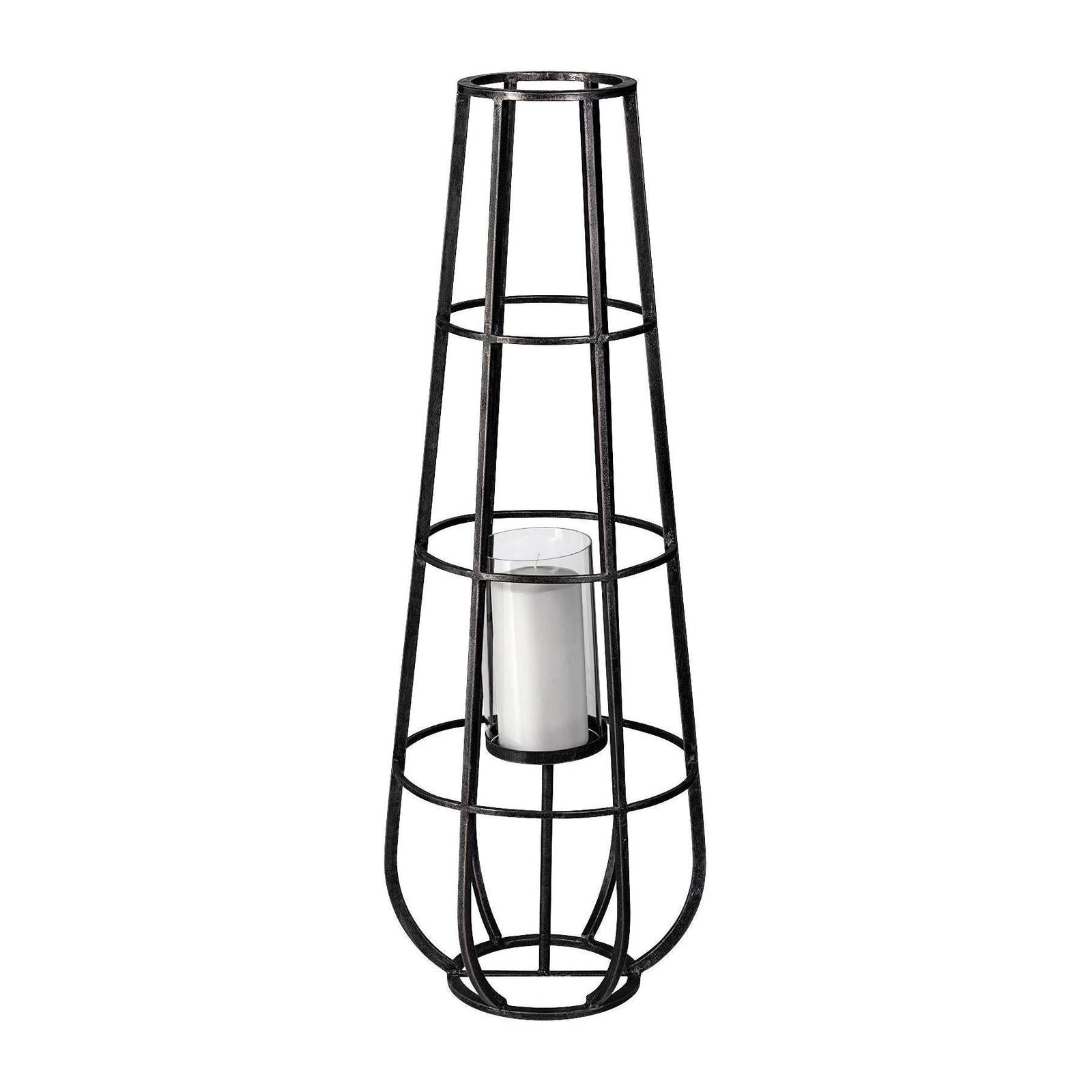 Mercana Bella Black Metal Cylindrical Cage Candle Holder Lantern Clearance