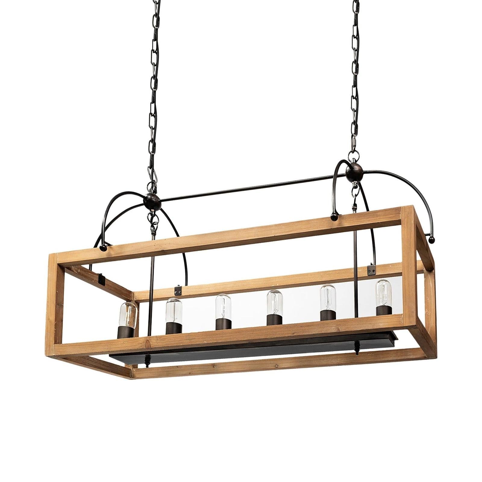 Mercana Josie Natural Wood Chassis Six Light Chandelier Clearance