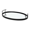 Mercana Ansel Black Metal Mirrored Bottom Oval Serving Tray