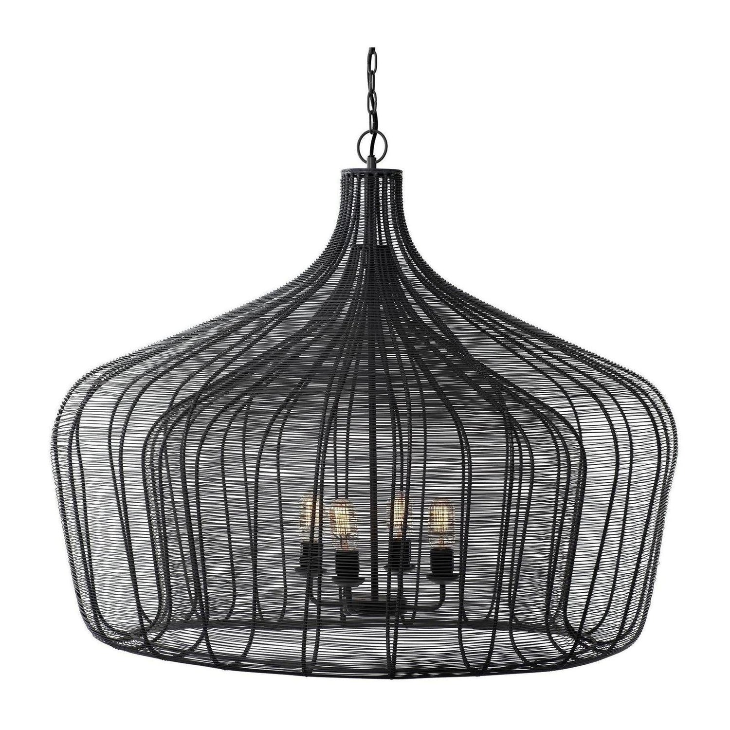 Mercana Camila Black Metal Mesh-Style Four Bulb Chandelier