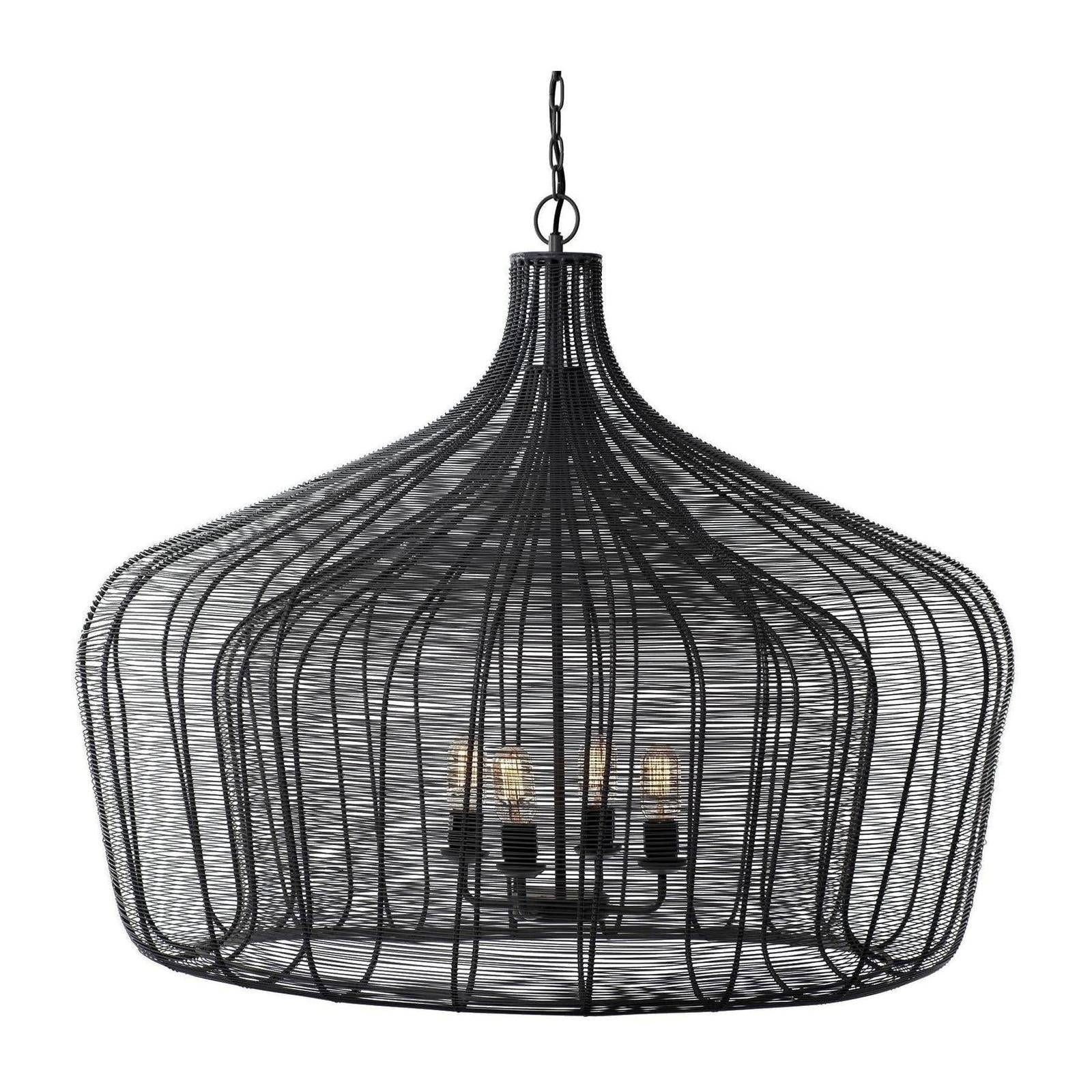 Mercana Camila Black Metal Mesh-Style Four Bulb Chandelier