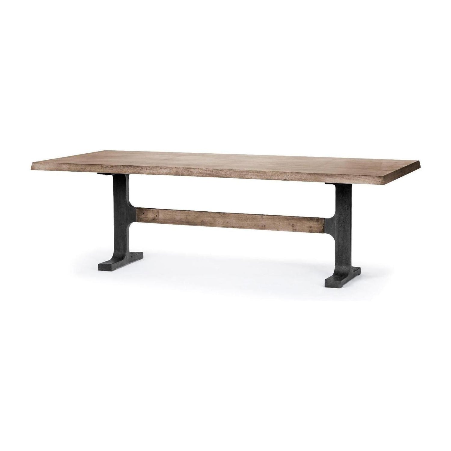 Mercana Araxi Rectangular Solid Wood Top Black Metal Base Dining Table