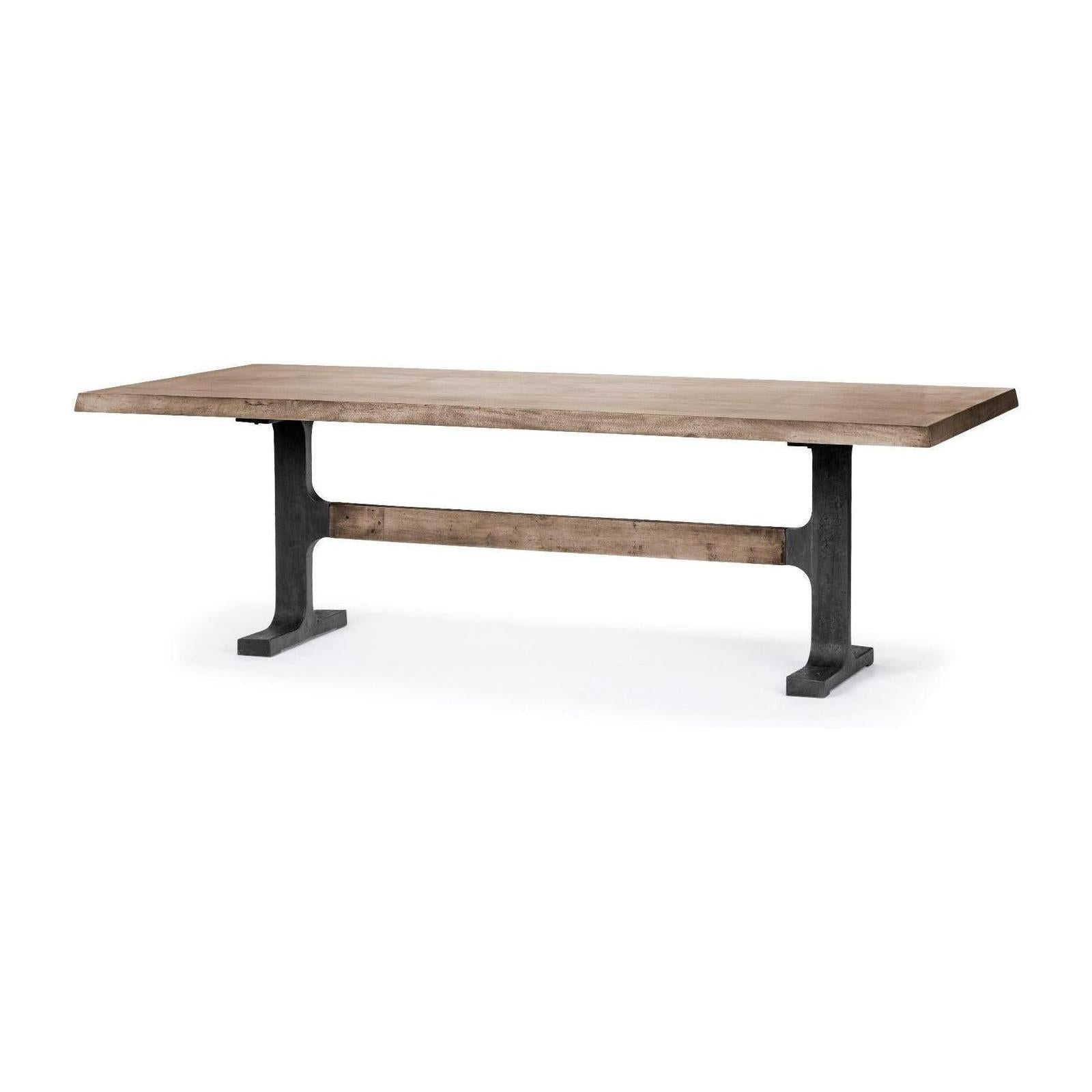 Mercana Araxi Rectangular Solid Wood Top Black Metal Base Dining Table