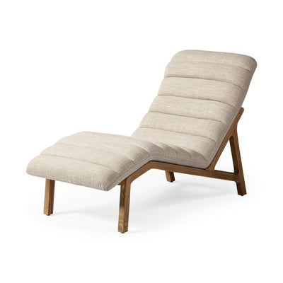 Mercana Pierre Beige Fabric Upholstered Armless Chaise Lounge Chair Clearance
