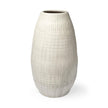 Mercana Reyan Pearl White Ceramic Striped Vase