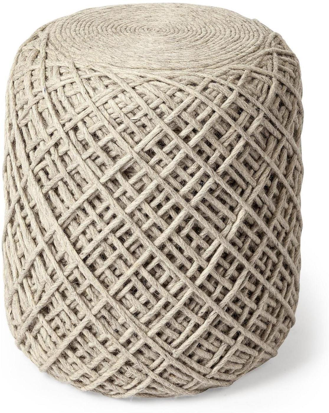 Mercana Allium Handwoven Wool Cylindrical Pouf