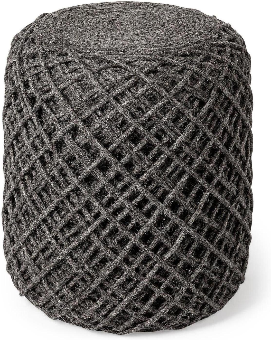 Mercana Allium Handwoven Wool Cylindrical Pouf