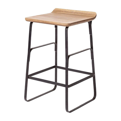 Mercana Conan 25" Seat Height Brown Wood Seat Black Metal Frame Counter Stool Clearance