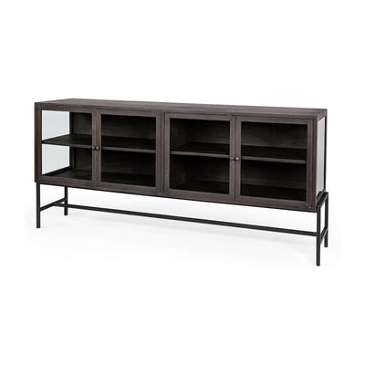 Mercana Arelius Black Metal Base w/ 4 Glass Cabinet Doors Sideboard