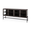 Mercana Arelius Black Metal Base w/ 4 Glass Cabinet Doors Sideboard